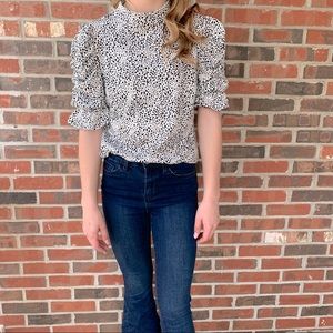 Women's- Perception Concept Mock Turtle Neck w Pleated 3/4 Sleeves Sz S